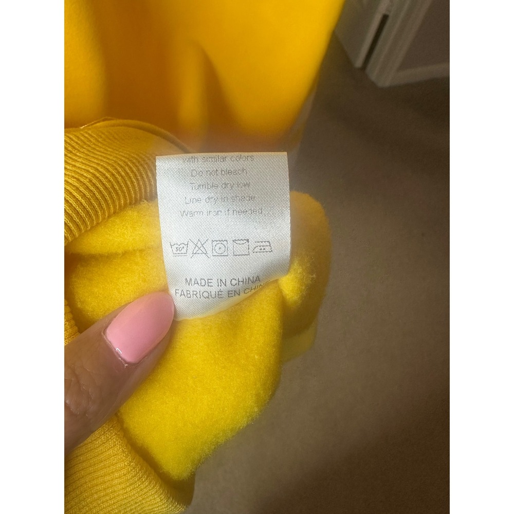Fleece Hoodie Kids Small Yellow Excellent Varsity Stripe Sweatshirt - Picture 4 of 4